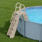 WDOT Pool Ladder Above Ground Swimming Safety A Frame Pool Ladder with Platform and Safety Barrier for 48-52 inches Pool