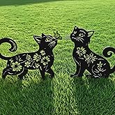 Rioneta Metal Cat Garden Decor for Outside (2 Pack), 14 Inch Yard Art Stakes,Unique Cat Gifts for Kitty Lovers, Outdoor Lawn Statues and Weather Resistant Yard Art