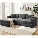 Vongrasig 105" Boneless Couches for Living Room,Sectional Couches Modular Sofa with L-Shaped Chaise, Memory Foam Comfy Cloud Couch with Plush Corduroy Fabric, No Assembly Required, Dark Grey
