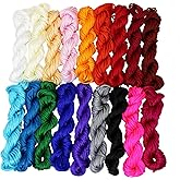PAMIR TONG Assorted Nylon Satin Rattail Cord String 2mm Chinese Knot Beading Cord for Kumihimo, Bracelet, Necklace, Jewelry Mkaing & DIY Crafts 18 Colors 180 Yards.