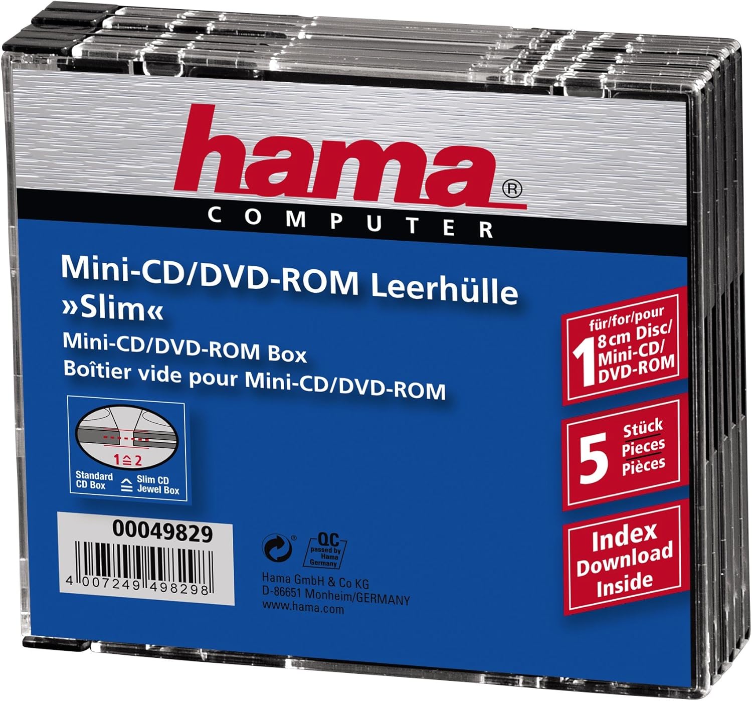 Hama - Cajas Mini DVD/CD Slim: Amazon.es: Informática