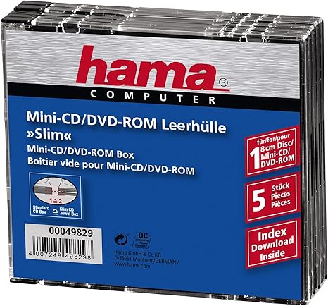 Hama - Cajas Mini DVD/CD Slim: Amazon.es: Informática