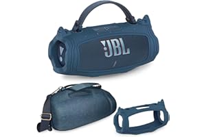 JCHPINE Silicone Cover and Hard Carrying Case for JBL Charge 6 Portable Bluetooth Speaker Accessories, Protective Cases for JBL Charge 6 AI Sound Bluetooth Speaker with Shoulder Strap (Blue)