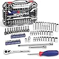 WORKPRO 70-Piece 1/4" Drive Socket Set with Quick-Release Ratchet, Metric and SAE for Auto Repairing & Household, W003068A