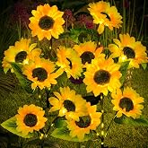 ILLUMINEW Sunflower Solar Lights Outdoor, Garden Decor, 4 Pack | Solar Lights Outdoor, Waterproof 12 LED Flower Stakes, Auto Charging, Decorations for Lawn, Yard, Patio and Pathway