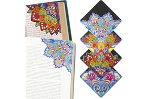 FEMBW 4 Pcs Diamond Art Bookmarks,DIY Diamond Painting Bookmarks Kits for Book Lovers,DIY Diamond Art Corner Bookmark Kits for Adults Kids