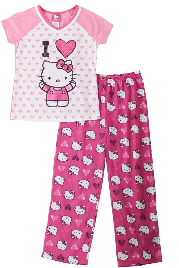 Hello Kitty "I Heart Kitty" Pink Pajamas 410 (10) Pants Pajamas Sets Clothing