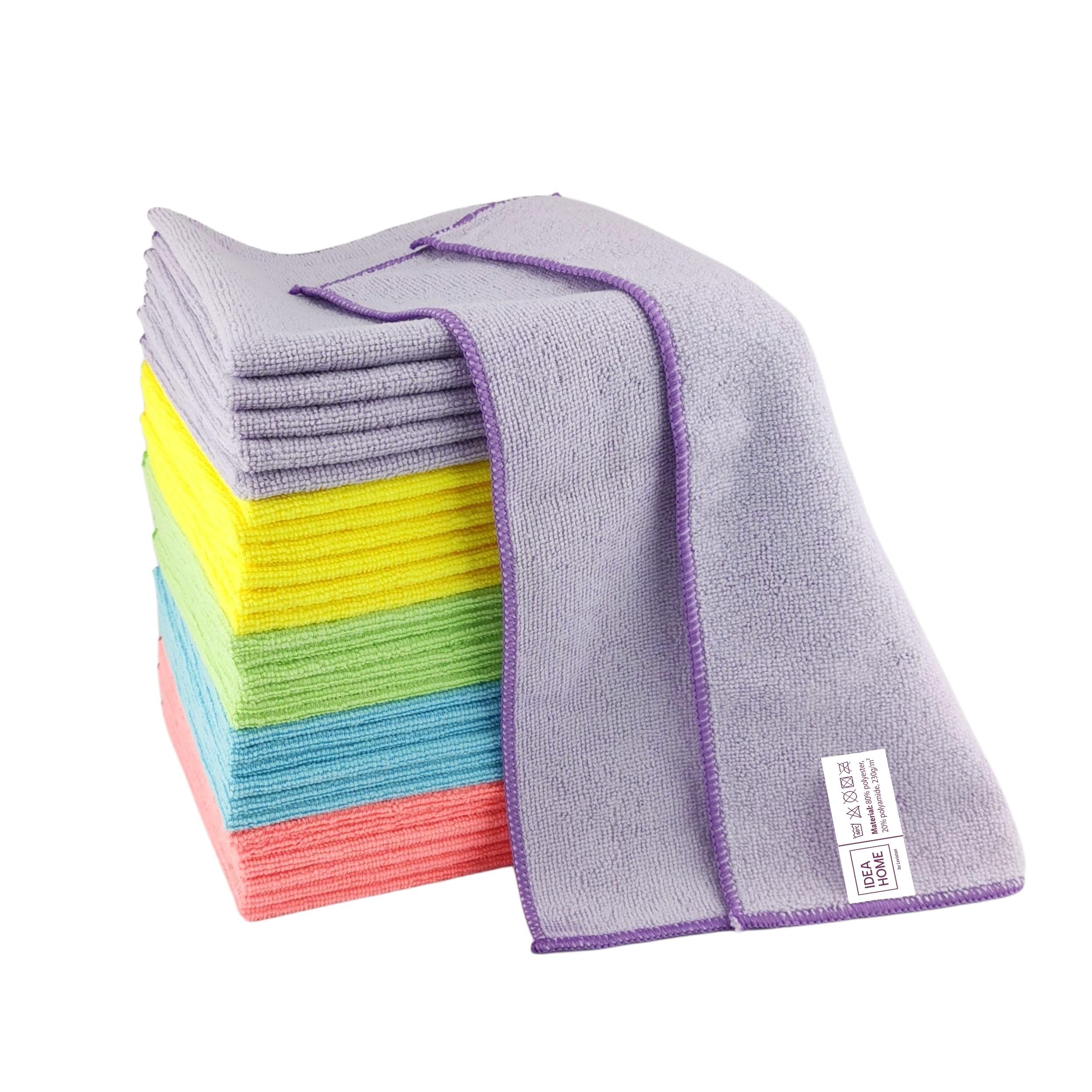 IDEA Home Microfiber Cleaning Cloths 30 Pack – 30x30 cm Multicolored Cloths – Ultra Absorbent & Quick Dry – Streak-Free Cleaning for Home Kitchen Office Hotel Glass Windows Screens