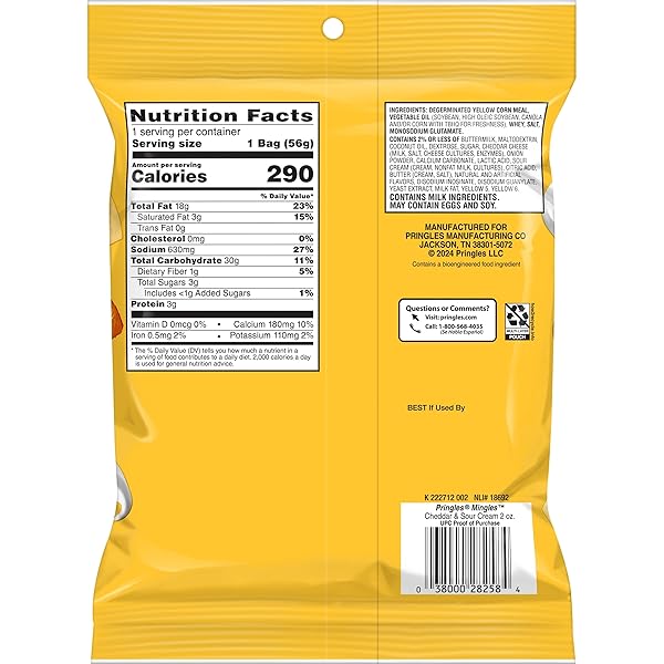 PRINGLES MINGLES PUFFED SNACKS, CHEDDAR AND SOUR CREAM, CHEESE PUFFS, SALTY SNACKS, 2OZ BAG (1 BAG)
