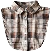 Womens Classic Plaid Fake Collar Detachable Dickey Collar Half Shirts Blouse False Collar Top for Women Outfits