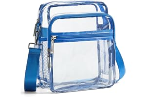 LATMAP Clear Bag for Stadium Events 12x6x12 Clear Purse with 3-Zipper Pockets Clear Crossbody Bag Tote for Concerts Sport