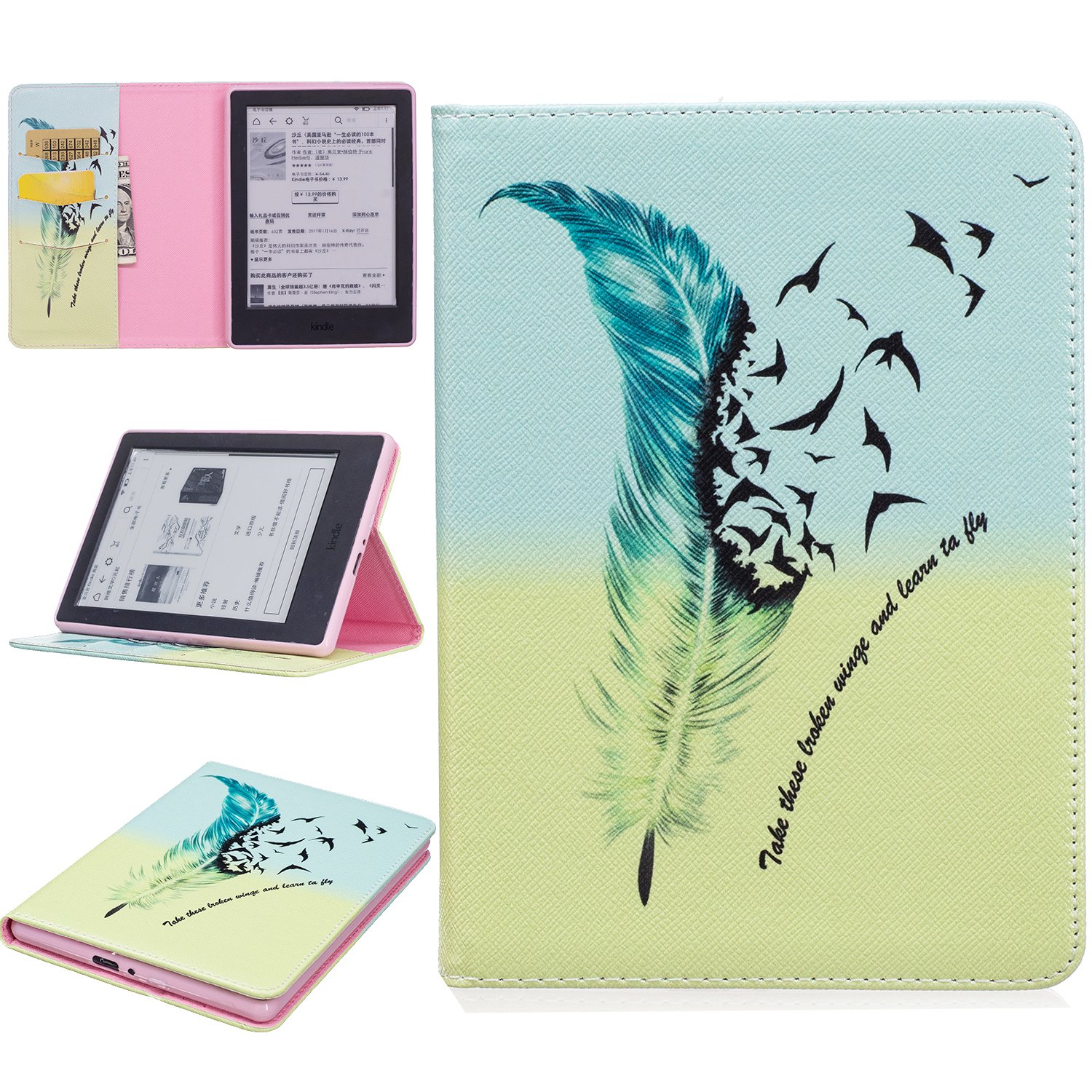 Amazon Kindle Paperwhite Funda LuckyW PU Cuero Funda para Tableta Resistente a