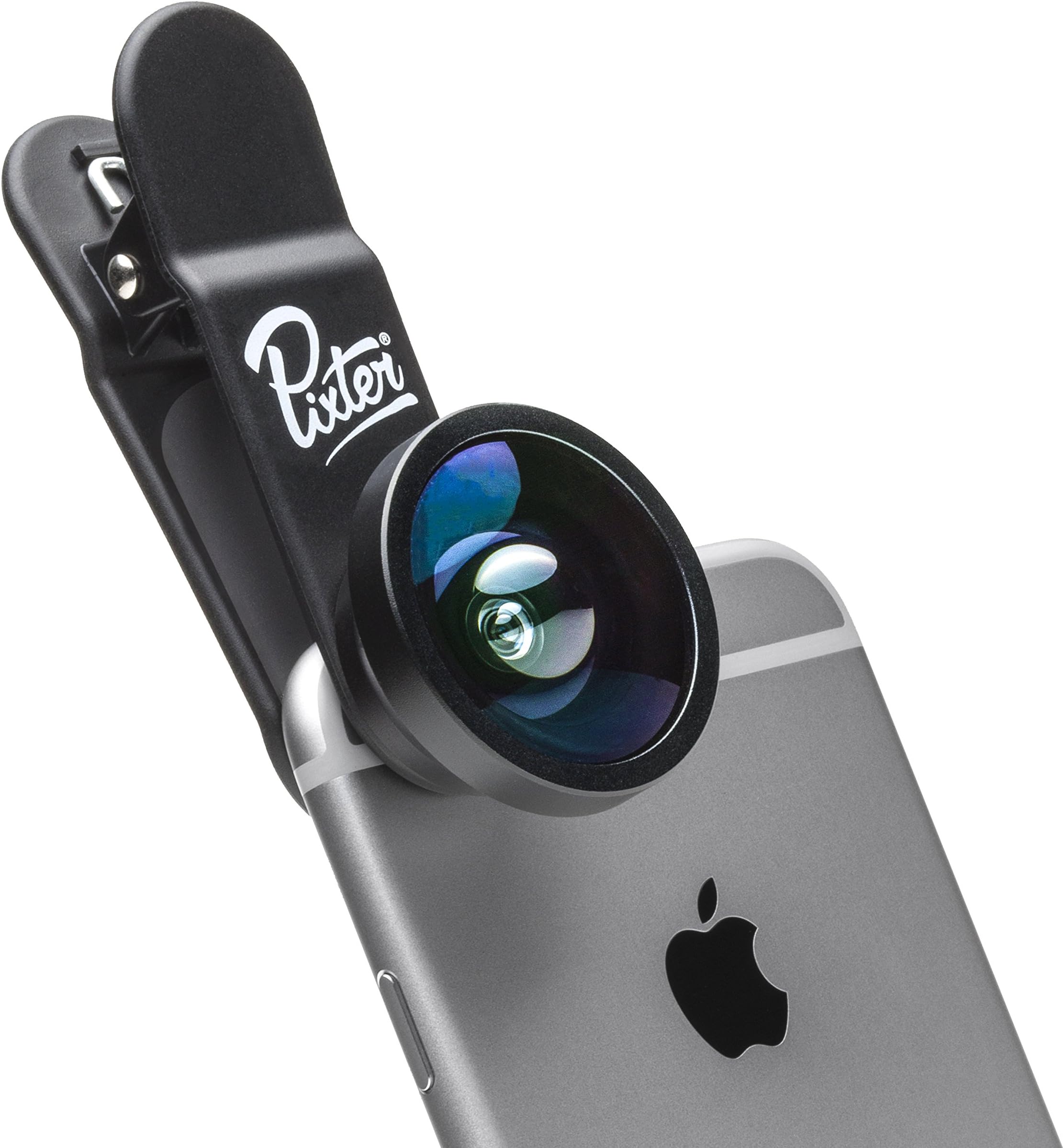 Pixter Wide-Angle Lens with 160° View Angle, High-Transparency Lens, Polarised and Anti-Glare Glass, Shock and Scratch-Resistant, Aluminium Case, Compatible with all Smartphones
