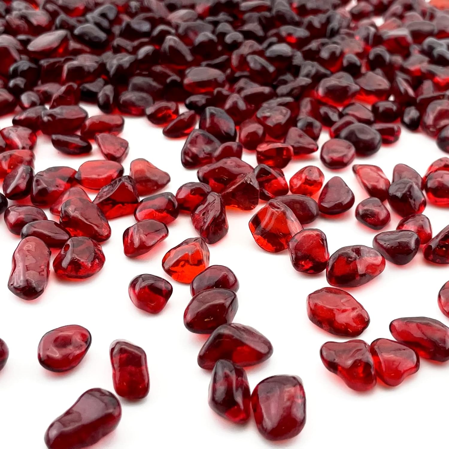 Vase Fillers - CYS EXCEL Red (1 LB) Glass Vase Filler | Multiple Vibrant Color Choices | Aquarium Fountain Plant Decorative Rocks Gravel Pebble Stones Irregular Smooth Sea Glass