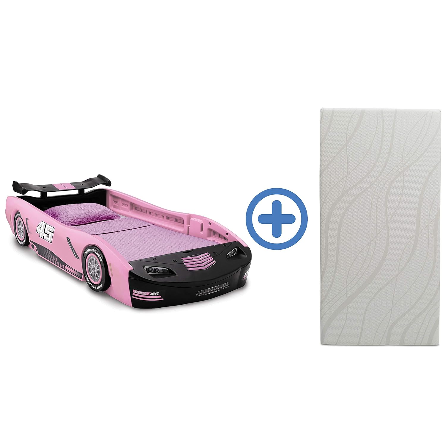 pink race car bed