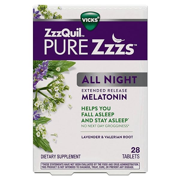 ZZZQUIL PURE ZZZS ALL NIGHT EXTENDED RELEASE, MELATONIN SLEEP AID TABLETS, HELPS YOU STAY ASLEEP LONGER, SLEEP AID FOR ADULTS, 2 MG PER TABLET, 56 TOTAL TABLETS (2 PACKS OF 28)