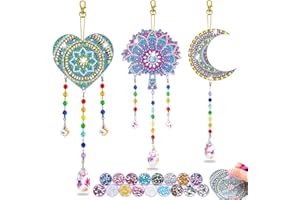 3 Pcs Diamond Art Kits Painting Suncatcher Wind Chime Double Sided Dot Crystal Hanging Ornaments Diamond Art Wind Chimes Kit 