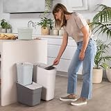 Curver 100% Recycled 10L Kitchen Bin Smoked Grey Lift Top view 6