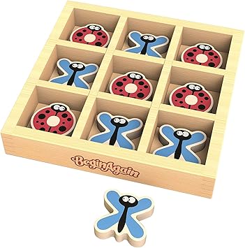 BeginAgain TicBugToe - Tic Tac Toe Travel Game for Kids of All Ages - Dragonflies & Ladybugs Will Delight in this Traveling Game