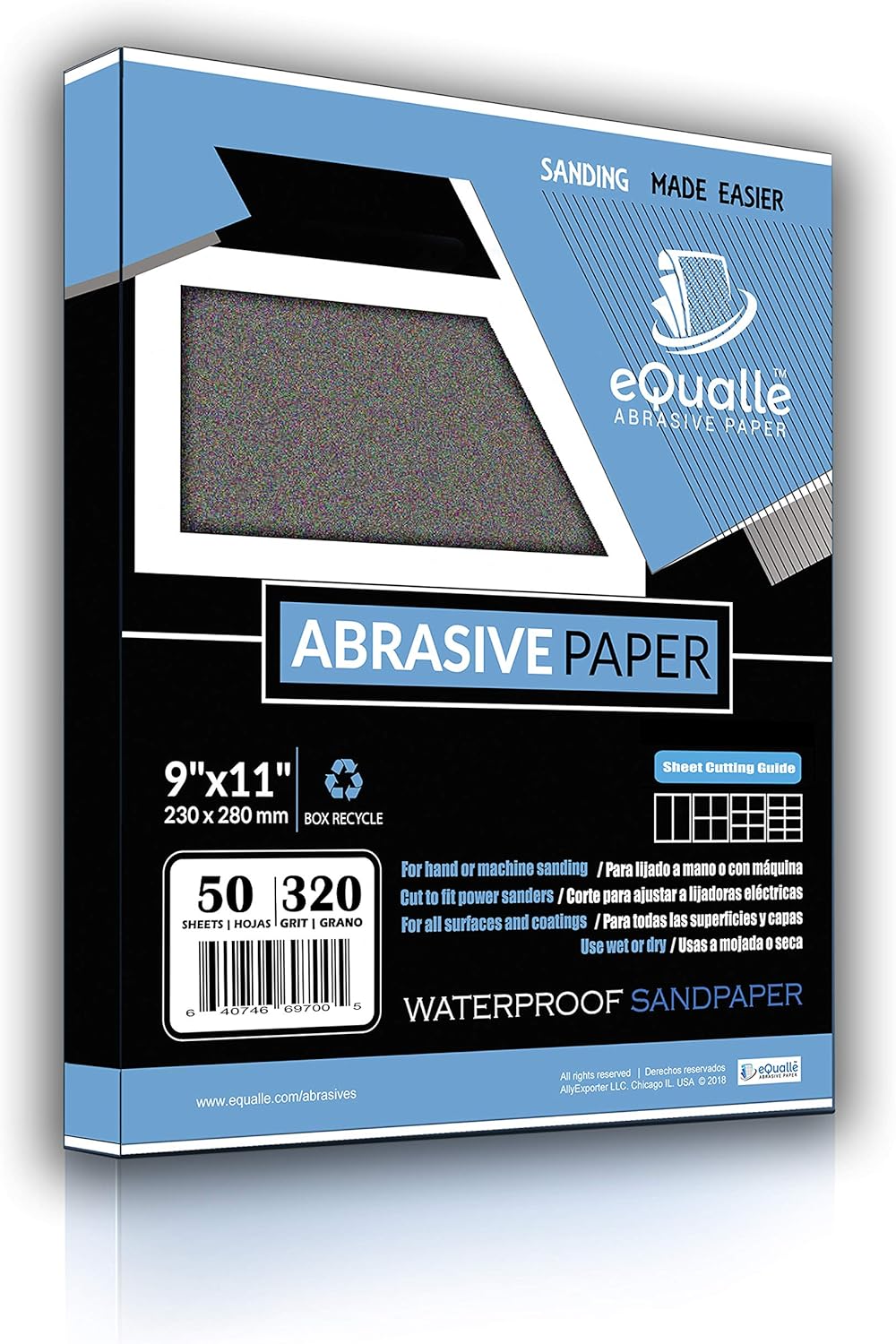 Sandpaper | 50 Sheets | Grit 320 | 9x11 | Waterproof Silicon Carbide Abrasive