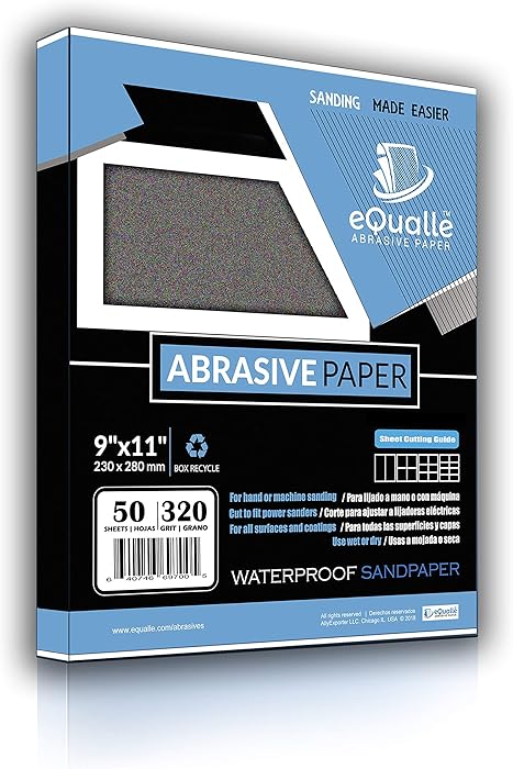 Sandpaper | 50 Sheets | Grit 320 | 9x11 | Waterproof Silicon Carbide Abrasive