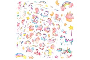MOSHINING Cute Pink Unicorn Adhesive Stickers Rainbow Magical Star Unicorn Stickers 715 Count for Girls Toddlers Birthday Invitations Envelopes Decorations Party Goodie Gifts Bags Decor School Class Rewards