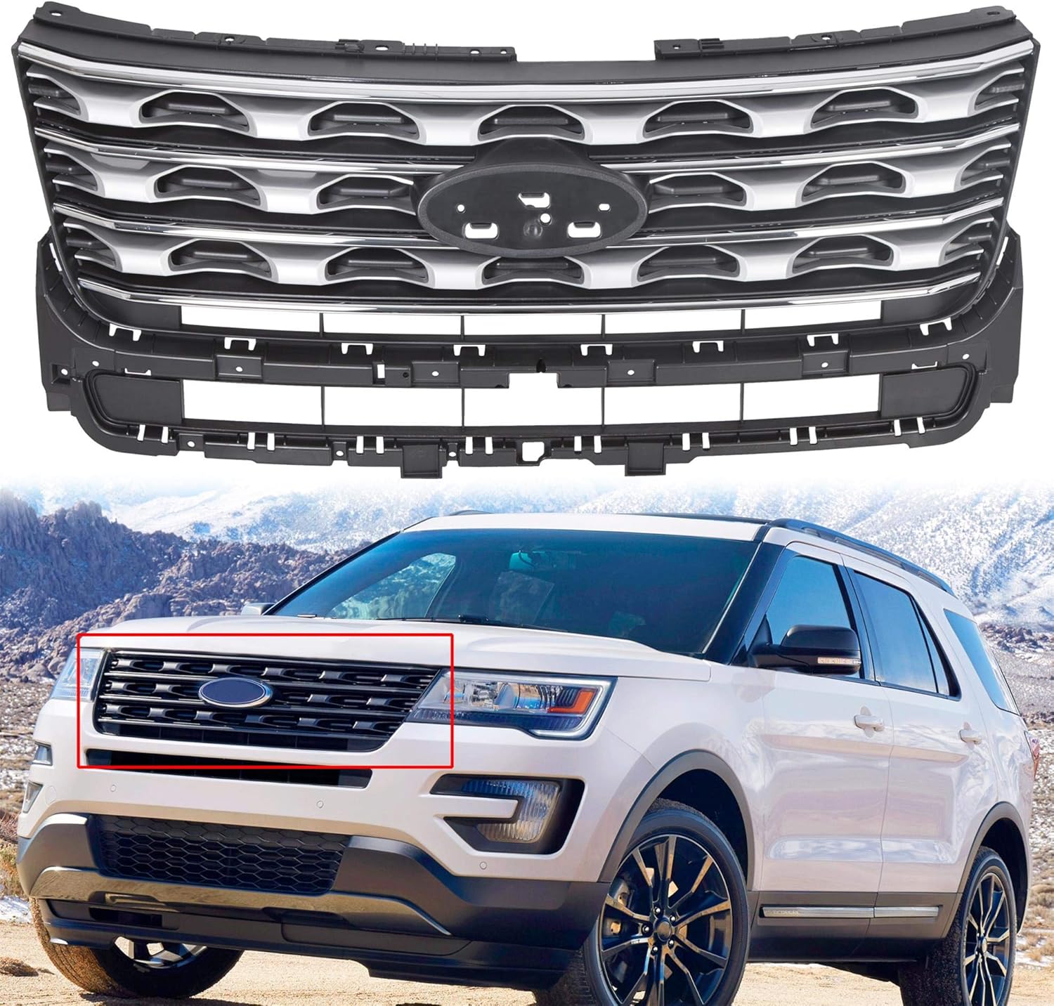 Automoded Grill For 11 15 Ford Explorer By Automoded Matte Black Abs Front Snap On Grille Exterior Accessories Grilles Grille Guards Brilliantpala Org