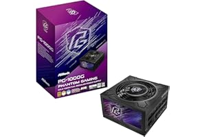ASRock Phantom Gaming PG-1000G 1000W Power Supply Individual Braided Pattern 10 Years Warranty Enthusiast Gamers Fully Modula