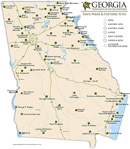National Parks In Georgia Map Home Comforts Large Detailed State Parks And Historic Sites Map Of Georgia  Vivid Imagery Laminated Poster Print 12 Inch By 18 Inch : Home & Kitchen