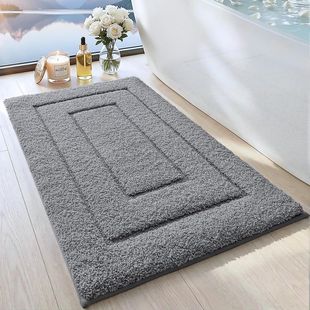 DEXI Bath Mat 40x60 cm Extra Soft Microfiber Non Slip Grey