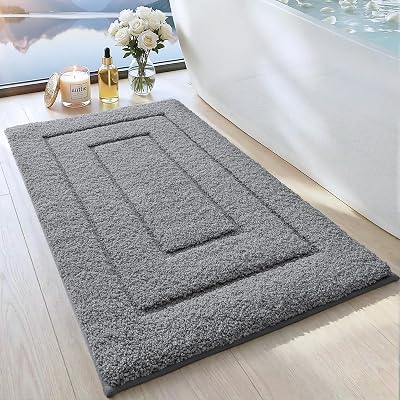 DEXI Bath Mat 40x60 cm Extra Soft Microfiber Non Slip Grey