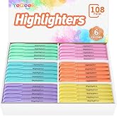 YEGEER Highlighters Bulk, Chisel Tip Dry-Quickly Highlighter Markers, 108 Count-6 Assorted Colors Highlighters Bulk Pack for Adult Kids, Office Classroom Must Have, School Supplies for Teachers (108)