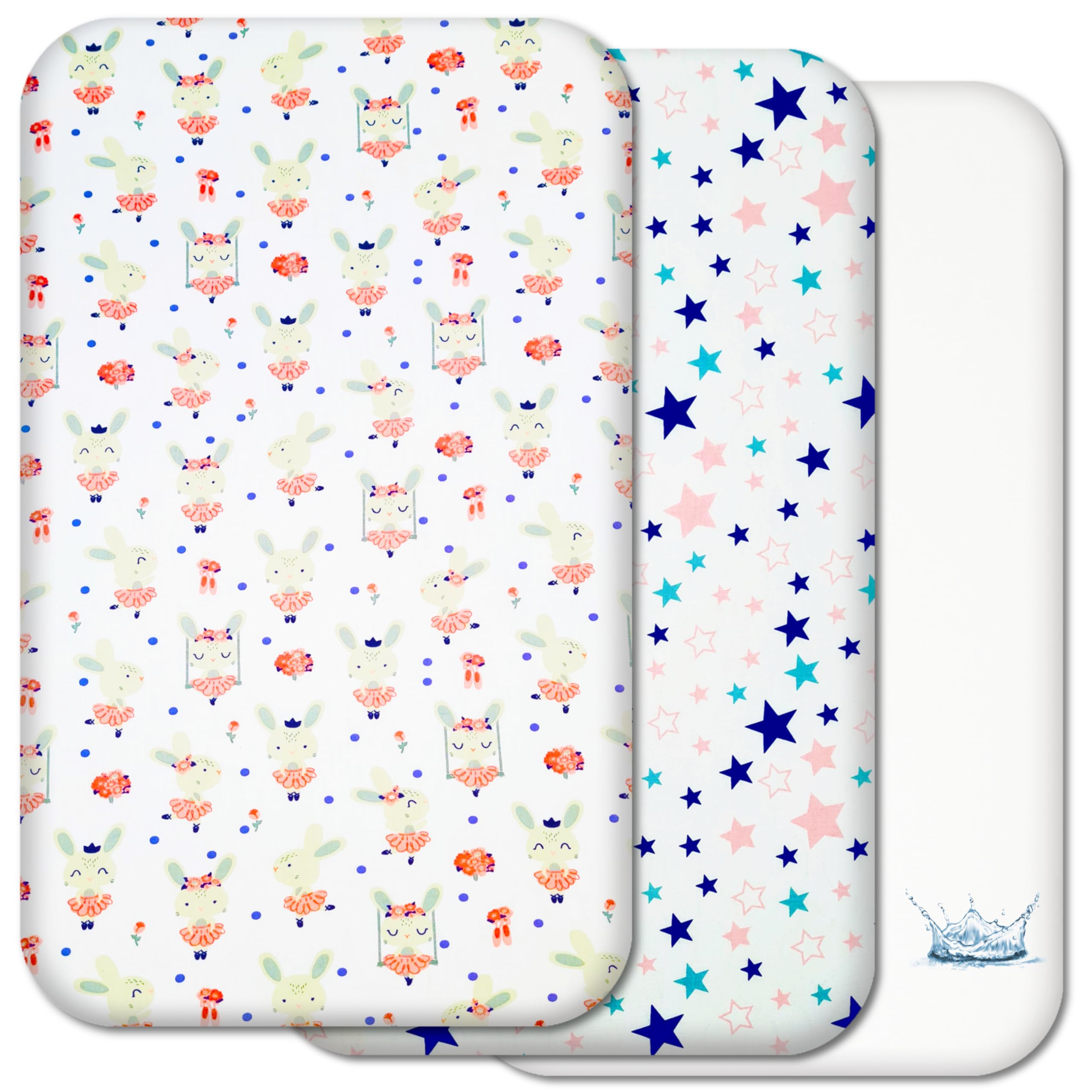 Next to Me Crib Sheets – 3pc Baby Bed Set with 2 Fitted Sheets and 1 Waterproof Mattress Protector – 100% Organic Cotton Fitted Crib Sheet – Selemavi Baby Sheets 83 x 50cm Made in Europe