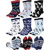 Suhine 6 Pair Lacrosse Socks for Men Gifts Lacrosse Ball Men's Christmas Novelty Socks Colorful Funny Stockings