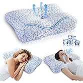 GiuMsi Memory Foam Side Sleeper Pillow for Neck and Shoulder Painf,Cervical Support,Queen Size Cooling Contour Pillow with Dual-Height, Orthopedic Ergonomic for Side, Back, Stomach Sleeper