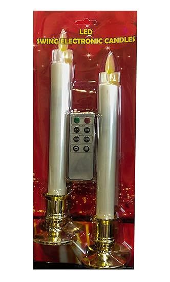 Goyal Led-Swinging Electronic Candle with Remote and Stand (Set of 2)