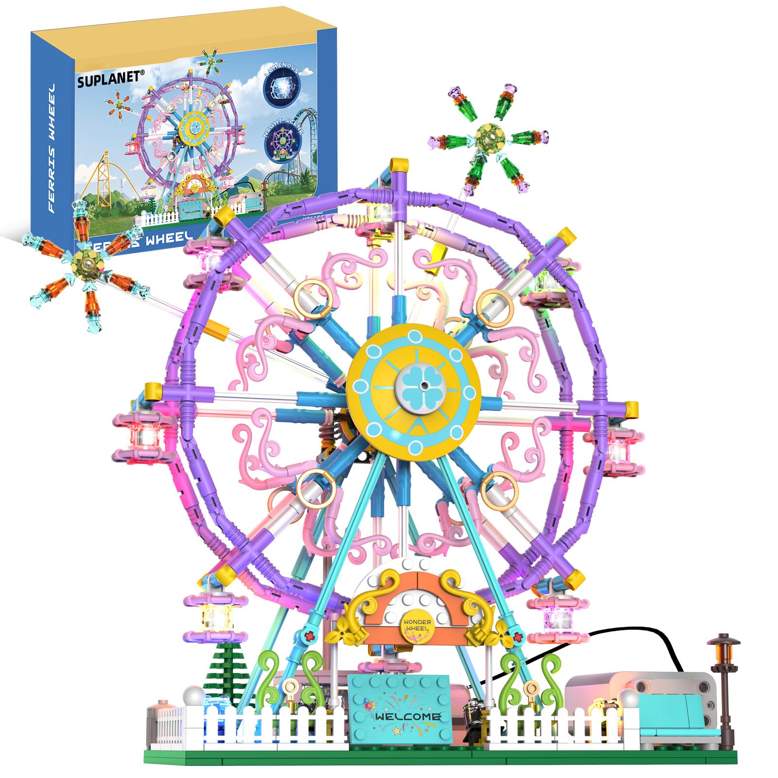 Photo 1 of ***MISSING PARTS***
Suplanet Ferris Wheel Toy Building Block Set with LED Lights,360°Rotating Ferris Wheel Building Toys,STEM Amusement Park Ferris Wheel Toy Building Blocks for Ages 8-14 Boys and Girls (675 PCS)