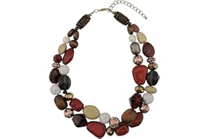 Bocar Chunky Necklaces for Women Trendy, 2 Layer Statement Necklace Fashion Collar Necklace, Handmade Costume Jewelry Women Gifts