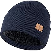 Ocatoma Winter Beanie for Men Women Cuffed Thick Knit hat Fleece Lined Snow Ski Hats Stocking Cap Outdoor Unisex