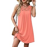 BKRIVE Summer Dresses for Women Beach Cover Up Sleeveless Lace Crewneck Sundress (S-3XL)