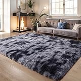 KICHOWUA Thick Area Rug Dark Grey 5x8 Fluffy Shag