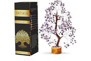 YATSKIA Amethyst Tree - Crystal Tree for Positive Energy - Real Amethyst Crystals - Gemstone Feng Shui Tree of Life Decor, Natural Amethyst Crystals and Healing Stones Bonsai for Home Office Décor