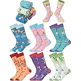 Newcotte 7 Pairs Women's Funny Drink & Alcohol-themed Crew Socks, Novelty from Sunday to Saturday Drink Week Gift, Liquor Wine and Beer Socks for Drinking Lover Cocktail Enthusiast Birthday Holiday