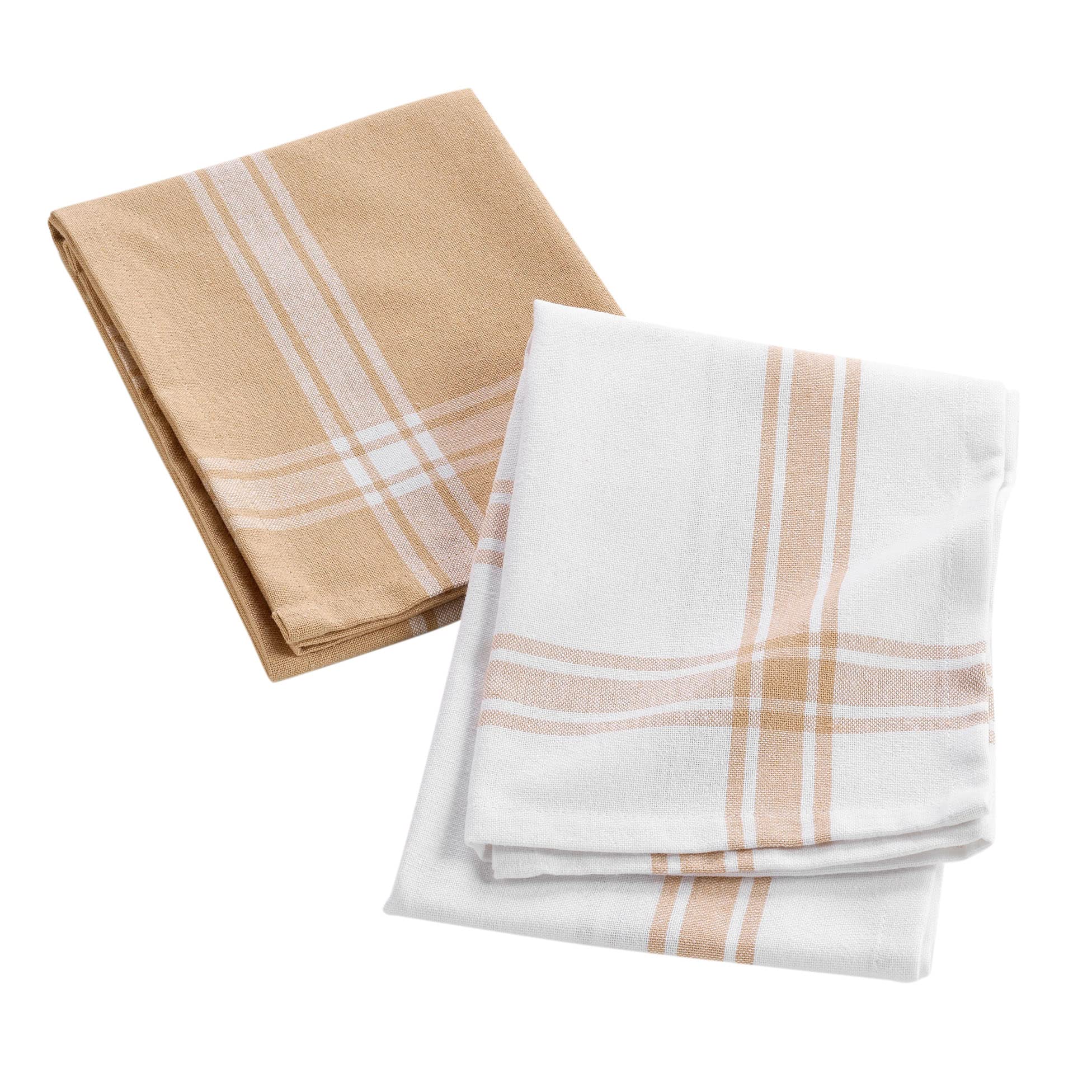 Douceur d'Intérieur, 2 Tea Towels 50 x 70 cm Beige Recycled Cotton Woven Cuisiline