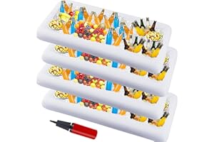 Zcaukya 4 Packs Inflatable Serving Bar, Ice Serving Buffet Salad Cooler, Salad Serving Trays Sets for Summer Swimming Pool Pa