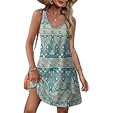 OFEEFAN Womens Summer Dresses 2026 Loose V Neck Sleeveless Sundresses Swimsuit Coverup with Pockets Floral/Plain/Eyelet