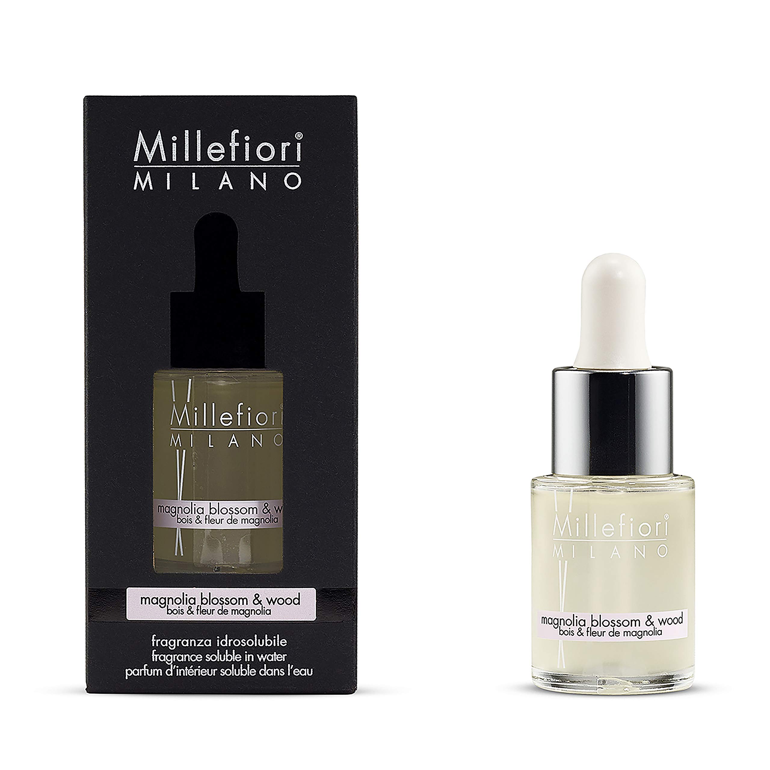 Millefiori Milano Water Soluble Fragrance | For Hydro Ultrasonic Fragrance Diffusers | Magnolia Blossom & Wood | 15 ml