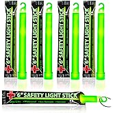 25 Ultra Bright Green Glow Sticks - Individual Packed With Lanyard - For Camping, Emergency Survival - Glow Lights for Blackouts, Hurricane and Storms- 6 Inch Chem Light Sticks with 12 Hour Duration