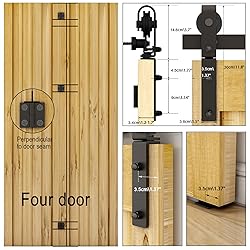 CCJH 60" Bi-Folding Sliding Barn Door Hardware Kit