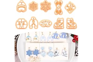 Puocaon Skating Polymer Clay Cutters - 10 Pcs Winter Holiday Skate Theme Clay Cutters for Earrings Jewelry Design Snowflake